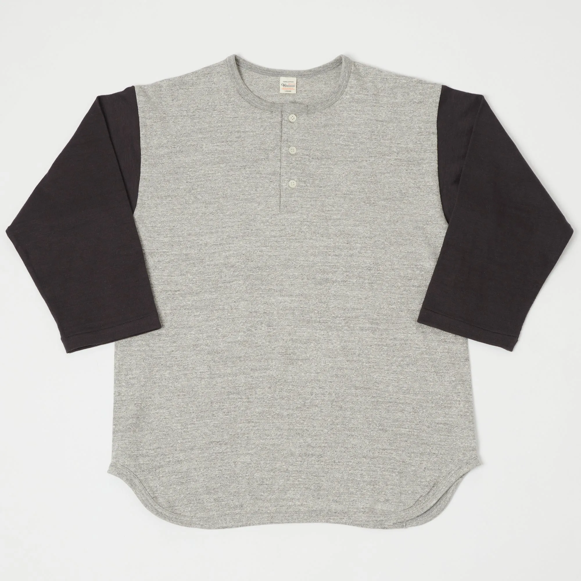 Warehouse & Co 4058 Baseball Henley - Heather Grey/Ash sold by Son of a Stag