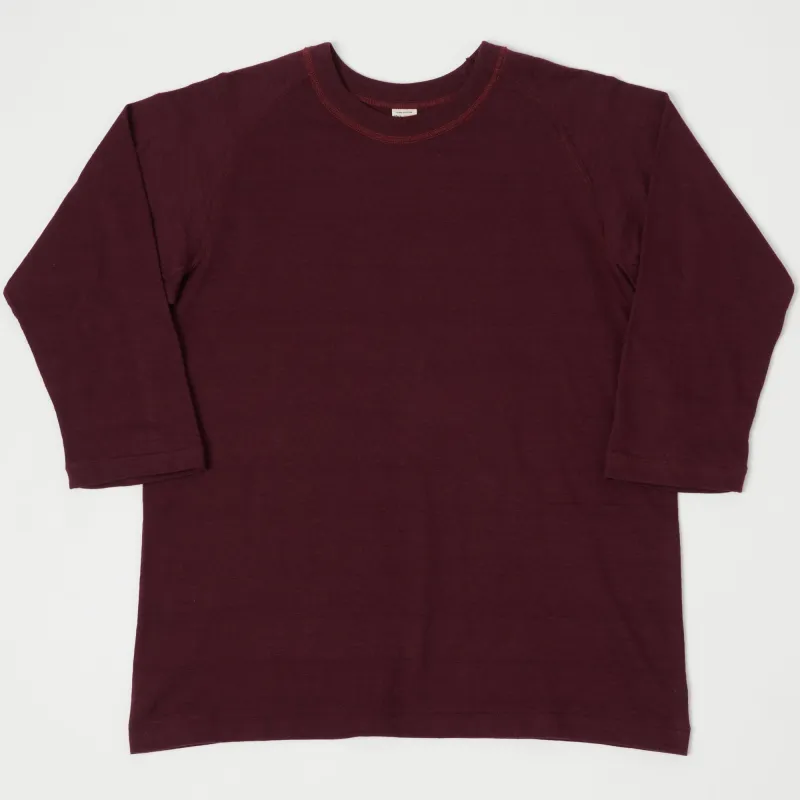 Warehouse & Co 4049 3/4 Sleeve Freedom T-Shirt - Bordeaux sold by Son of a Stag