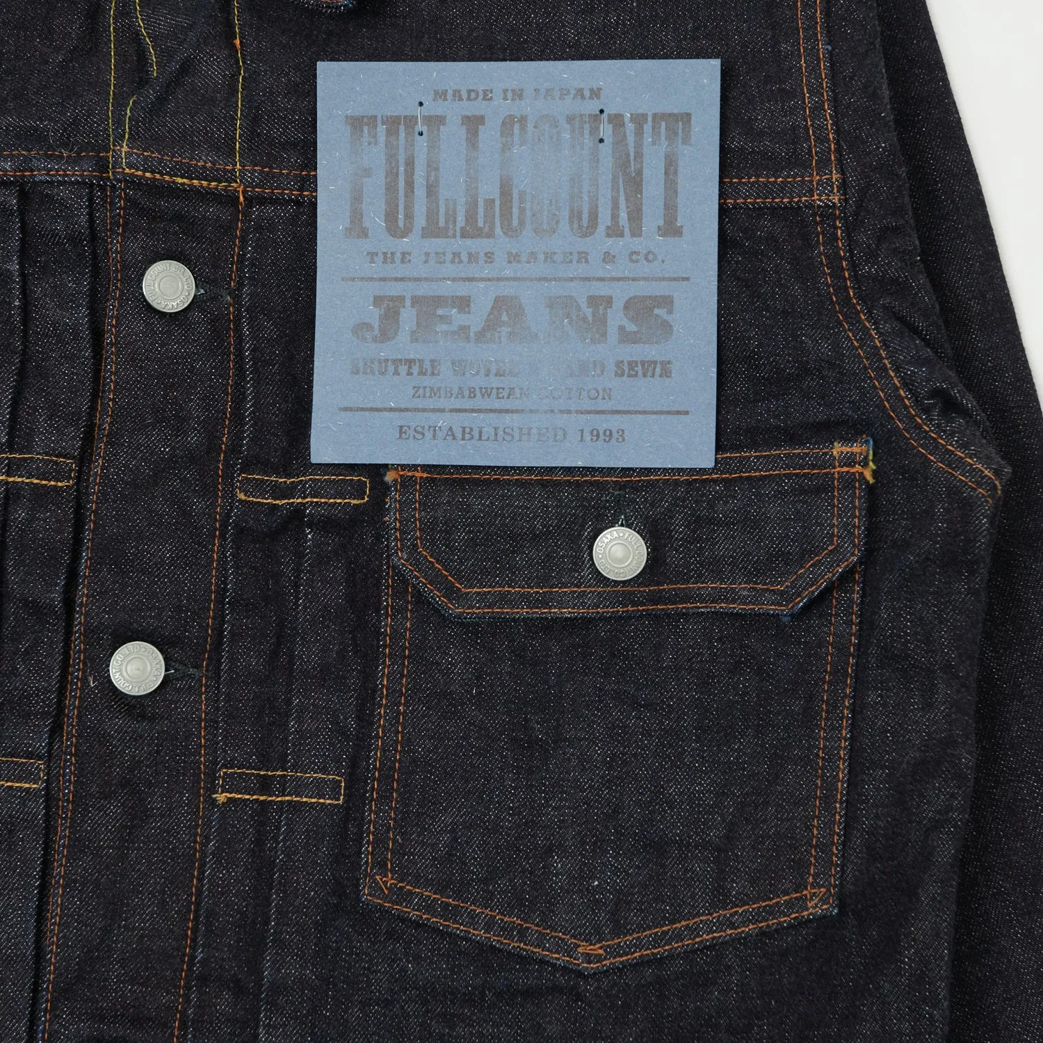 FULLCOUNT 2102XX 15.5oz Type II Denim Jacket - One Wash sold by Son of a Stag product image thumbnail 3
