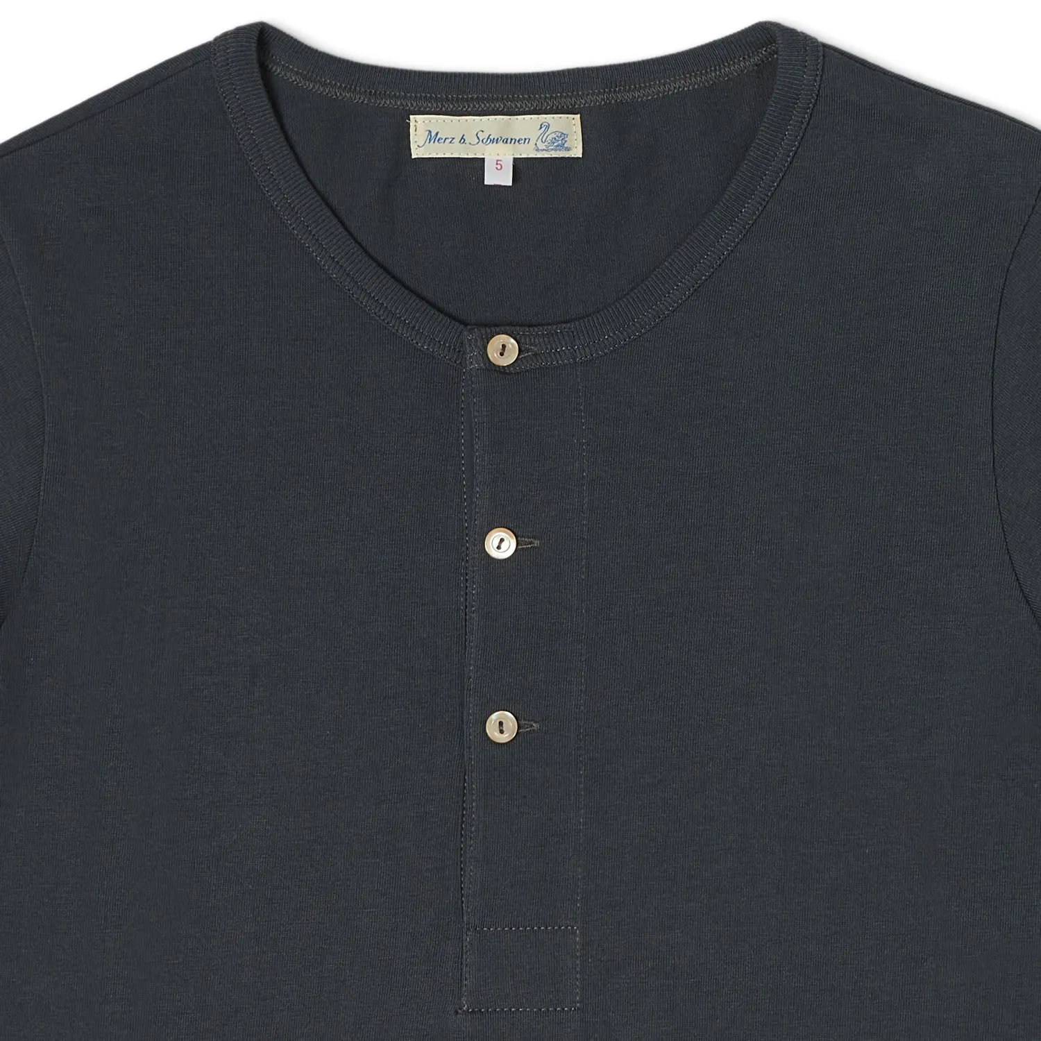Merz b. Schwanen 204 Short Sleeve Henley - Navy sold by Son of a Stag product image thumbnail 3