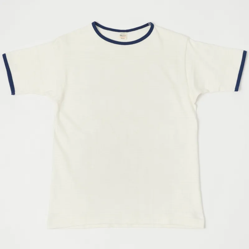 Warehouse & Co 4059 Ringer Shirt - Cream/Navy sold by Son of a Stag