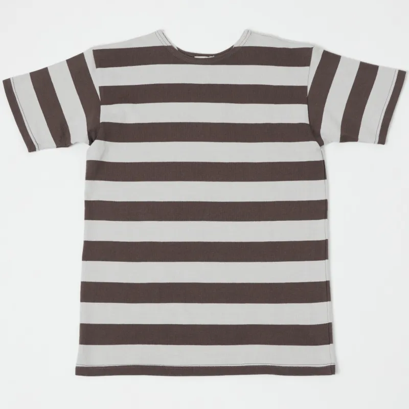 Warehouse & Co 4050 Duck Digger Border Stripe T-Shirt - Grey/Ash sold by Son of a Stag