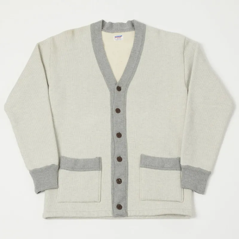 Dubbleworks Striped Sweat-Cardigan - Grey sold by Son of a Stag