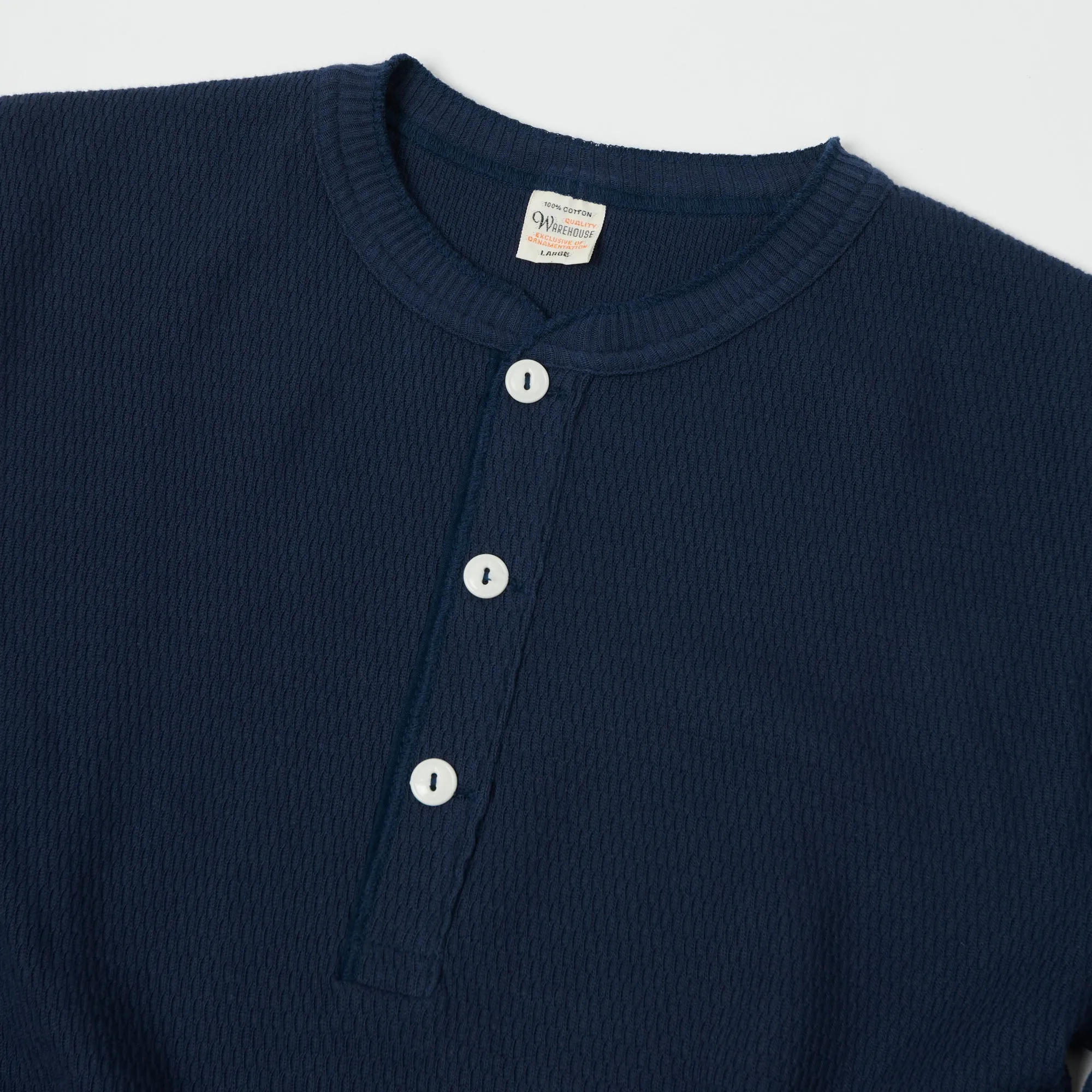 Warehouse & Co 5904 Waffle Knit Thermal Henley - Navy sold by Son of a Stag product image thumbnail 2