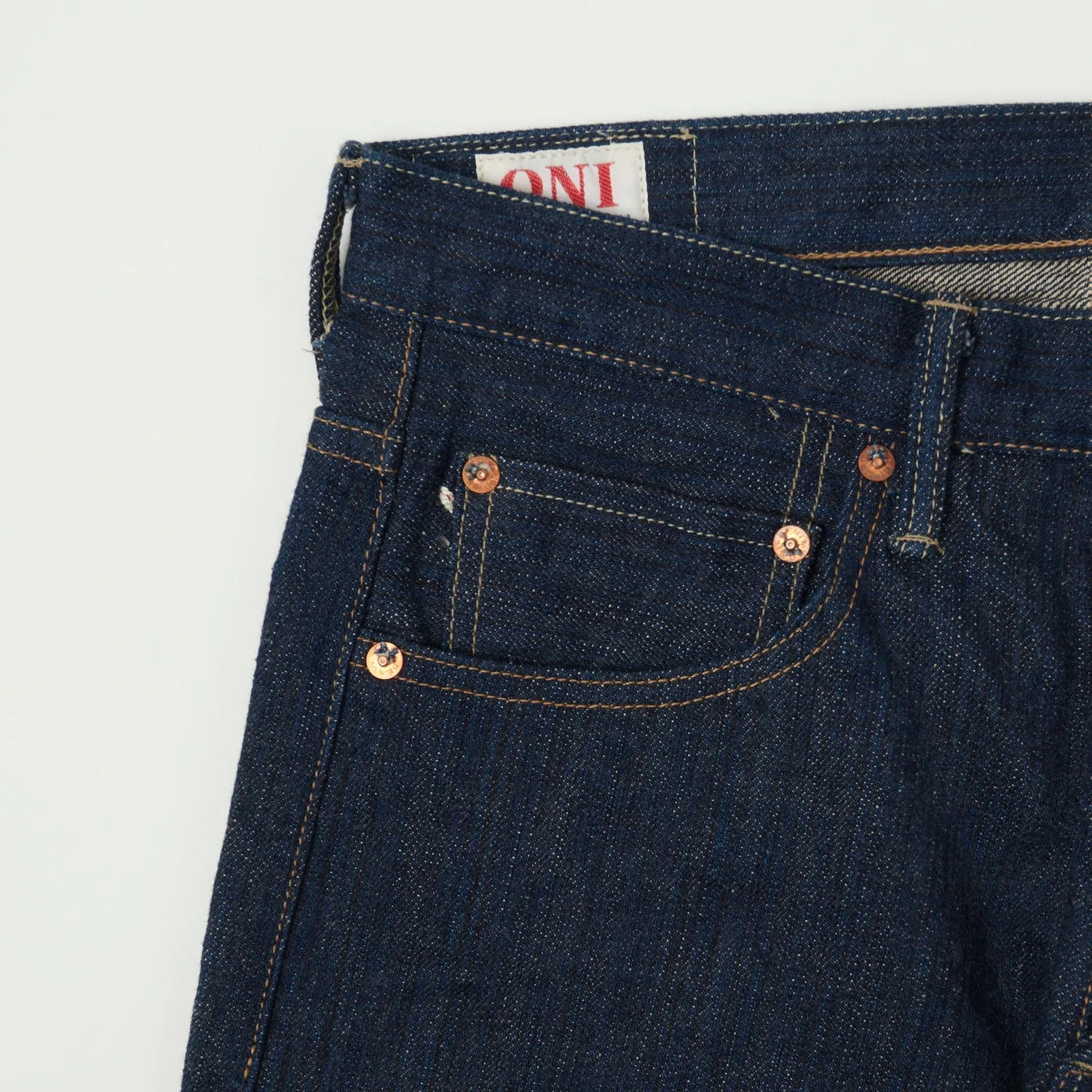 ONI Denim 679 Kiwami Natural Indigo 16oz Slim Tapered Jean - One Wash sold by Son of a Stag product image thumbnail 5