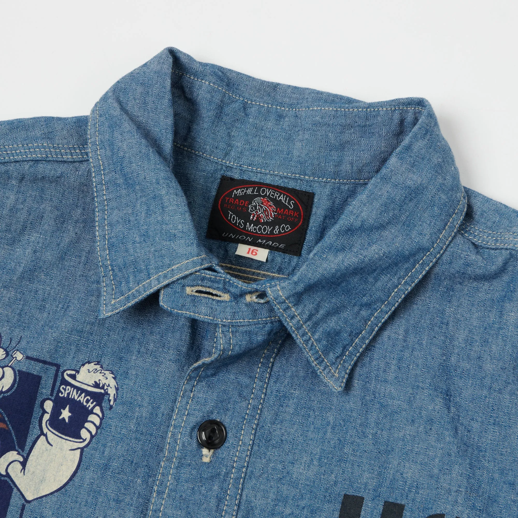 TOYS McCOY 'Popeye' Print Military Chambray Shirt - Blue sold by Son of a Stag product image thumbnail 2