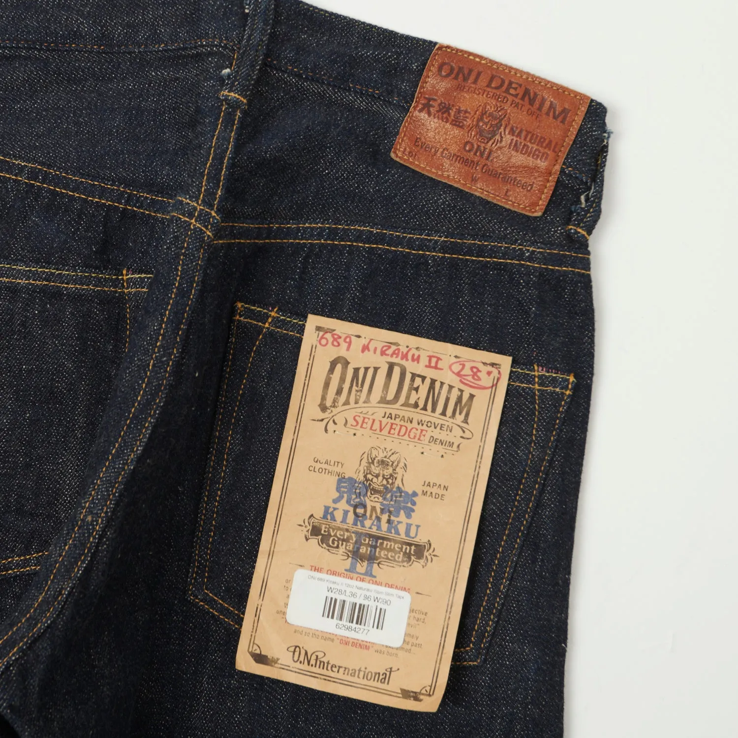 ONI Denim 689 Kiraku II 12oz Natural Indigo Slim Tapered Jean - One Wash sold by Son of a Stag product image thumbnail 2