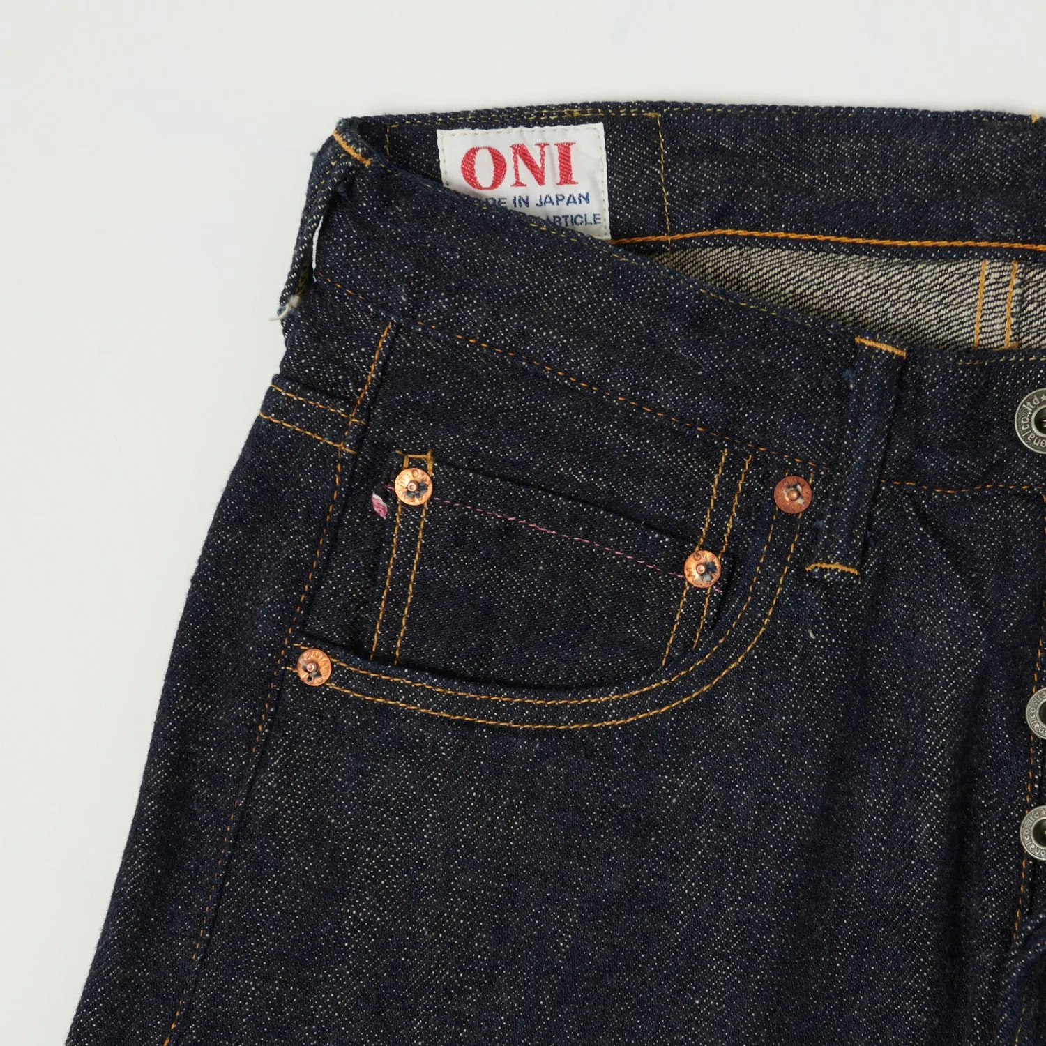 ONI Denim 689 Kiraku II 12oz Natural Indigo Slim Tapered Jean - One Wash sold by Son of a Stag product image thumbnail 5