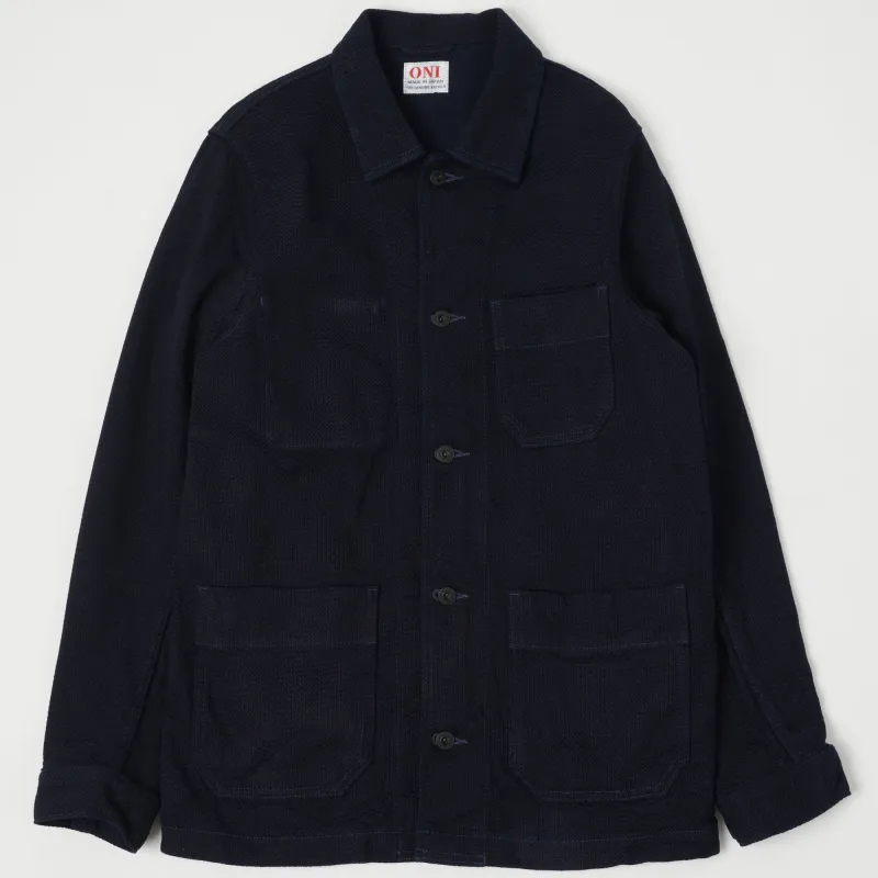ONI Denim 03100-ID Sashiko Dobby Coverall Jacket - Indigo sold by Son of a Stag