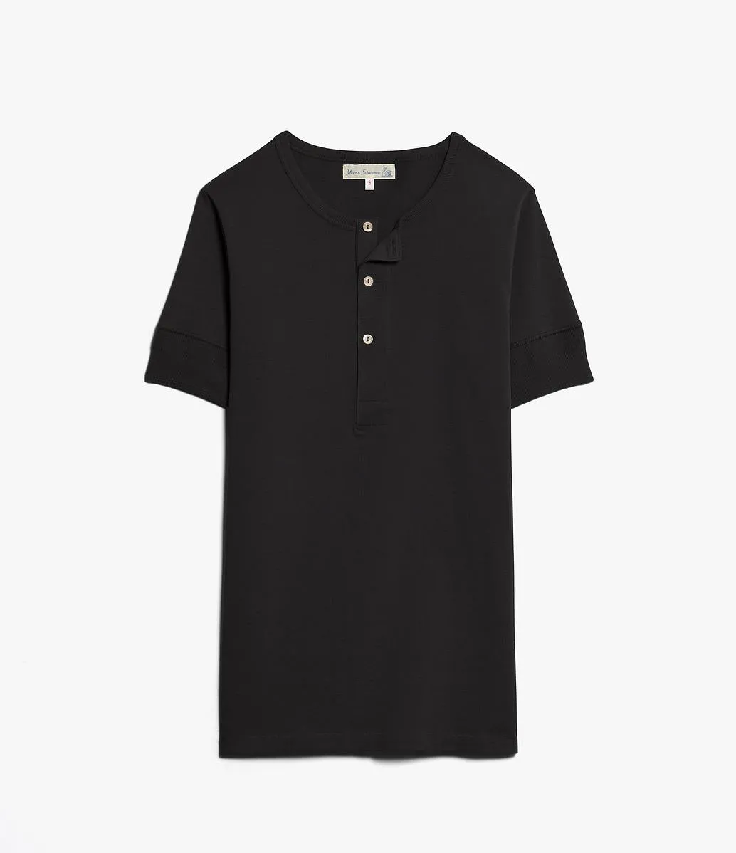 Merz b. Schwanen 207 Short Sleeve Henley - Charcoal sold by Son of a Stag