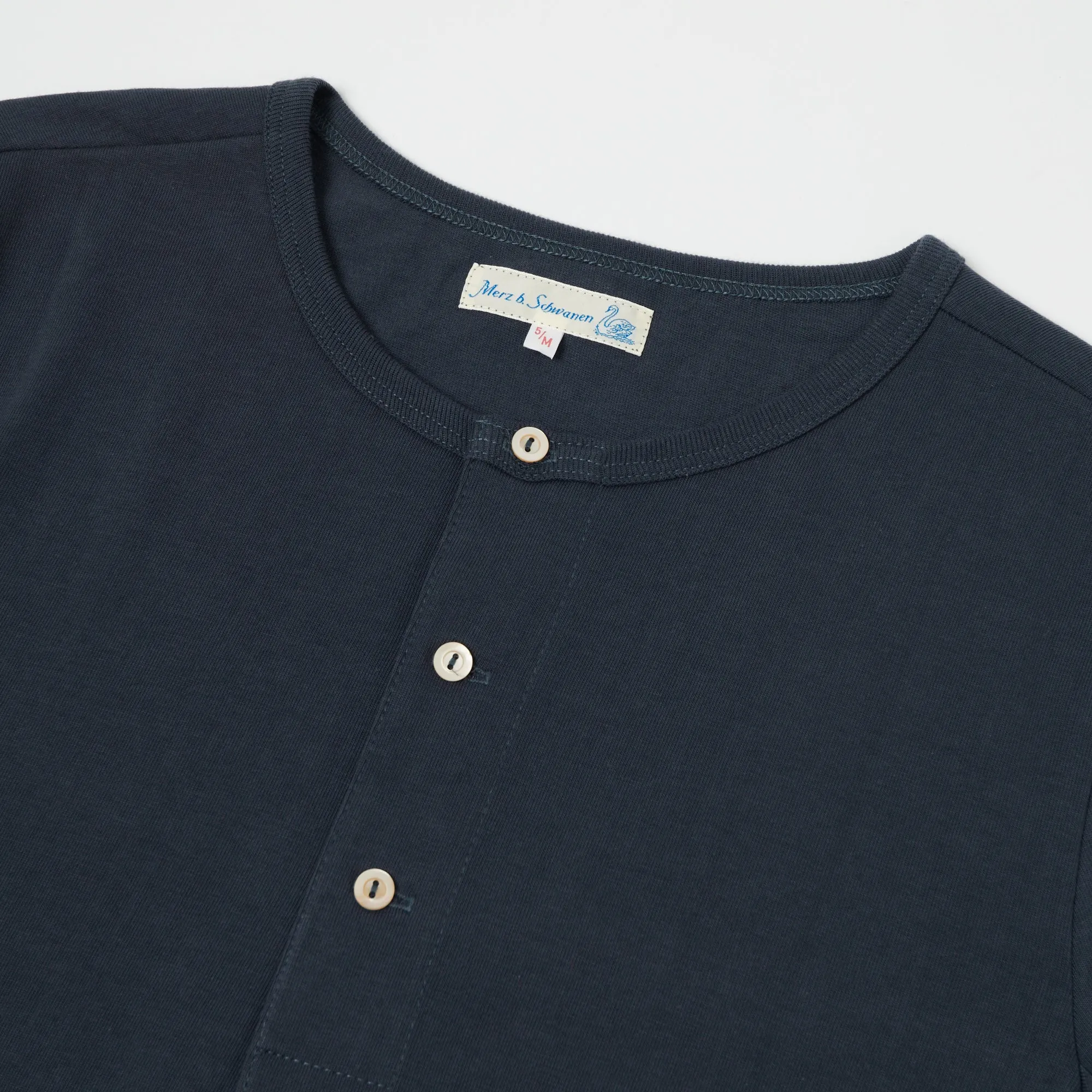 Merz b. Schwanen 207 Short Sleeve Henley - Navy sold by Son of a Stag product image thumbnail 2