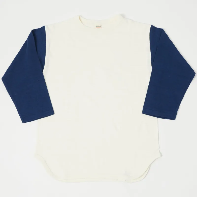 Warehouse & Co 4800 Baseball T-Shirt - Cream/Navy sold by Son of a Stag