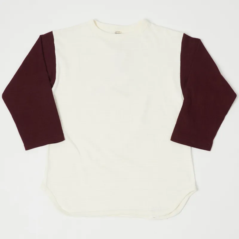 Warehouse & Co 4800 Baseball T-Shirt - Cream/Bordeaux sold by Son of a Stag