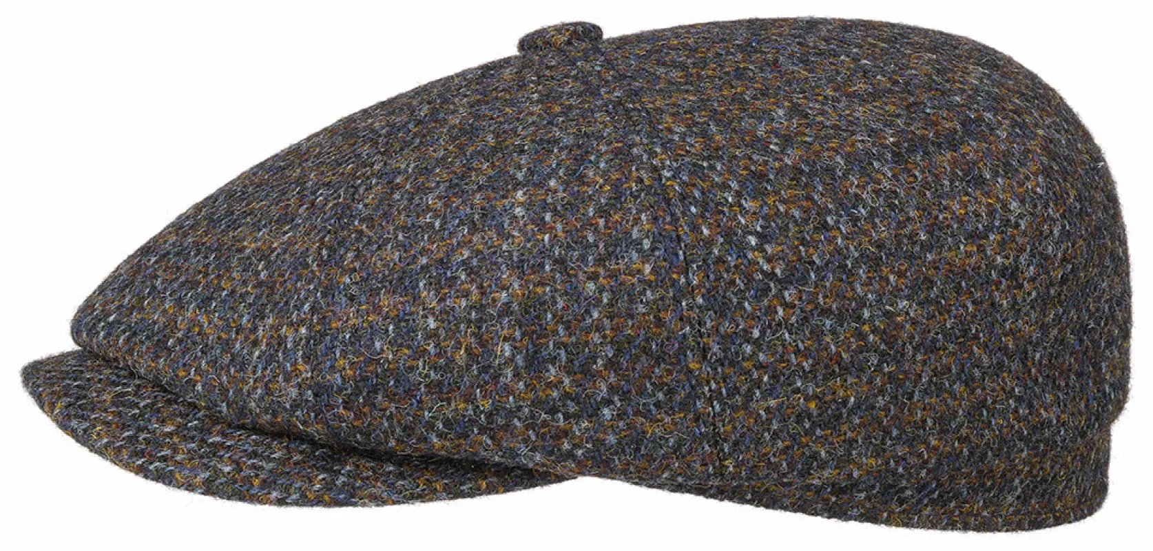Stetson Hatteras Harris Tweed Flat Cap - Navy Mottled sold by Son of a Stag