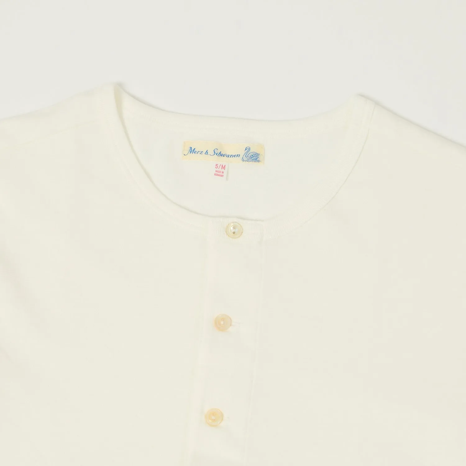 Merz b. Schwanen 206 Long Sleeve Henley - White sold by Son of a Stag product image thumbnail 2