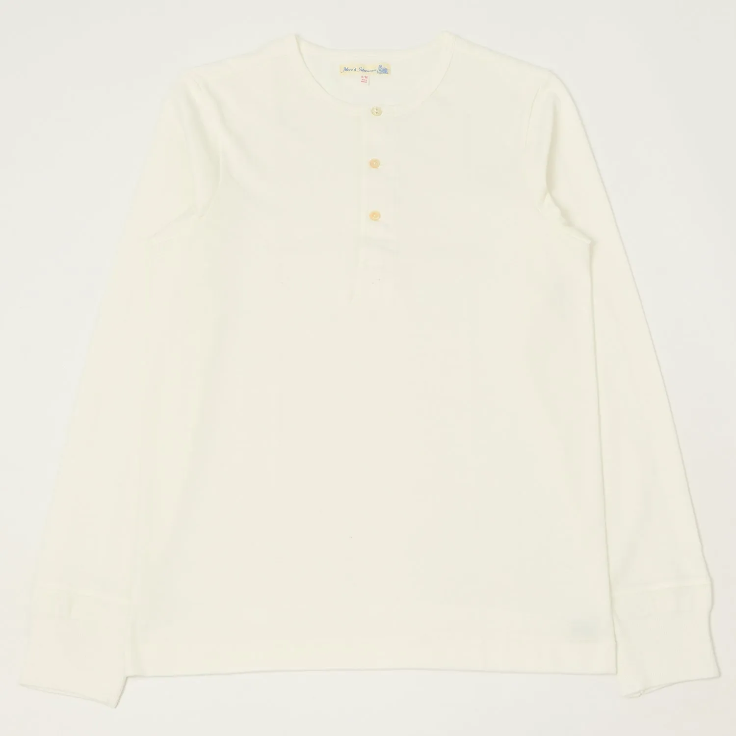 Merz b. Schwanen 206 Long Sleeve Henley - White sold by Son of a Stag