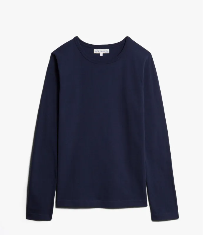 Merz b. Schwanen 1950sLS Lightweight Long Sleeve T-Shirt - Ink Blue sold by Son of a Stag