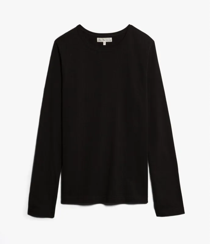 Merz b. Schwanen 1950sLS Lightweight Long Sleeve T-Shirt - Deep Black sold by Son of a Stag