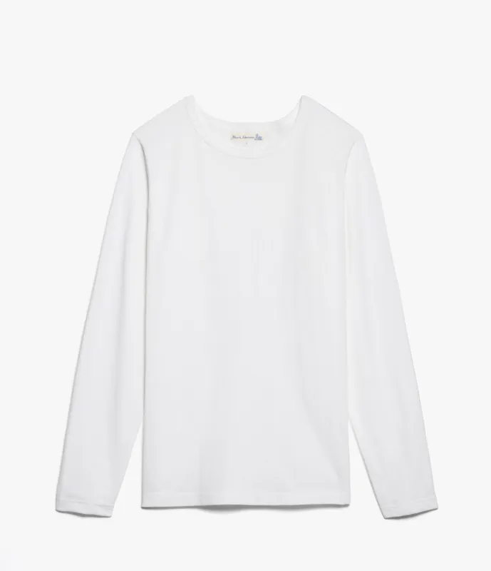 Merz b. Schwanen 1950sLS Lightweight Long Sleeve T-Shirt - White sold by Son of a Stag
