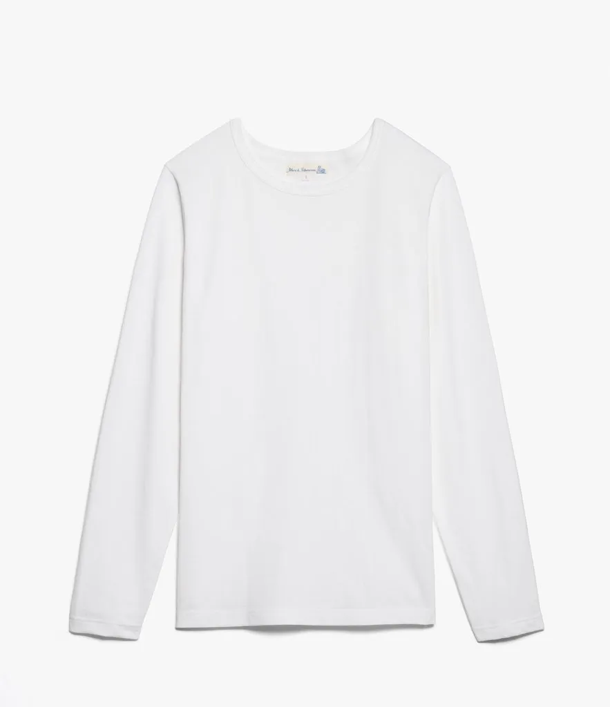 Merz b. Schwanen 1950sLS Lightweight Long Sleeve T-Shirt - White sold by Son of a Stag