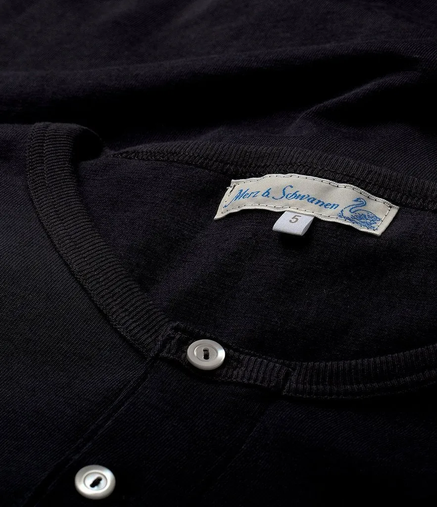 Merz b. Schwanen 207 Short Sleeve Henley - Deep Black sold by Son of a Stag product image thumbnail 2