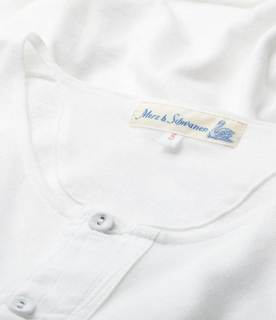 Merz b. Schwanen 103 Lightweight Short Sleeve Henley - White sold by Son of a Stag product image thumbnail 2