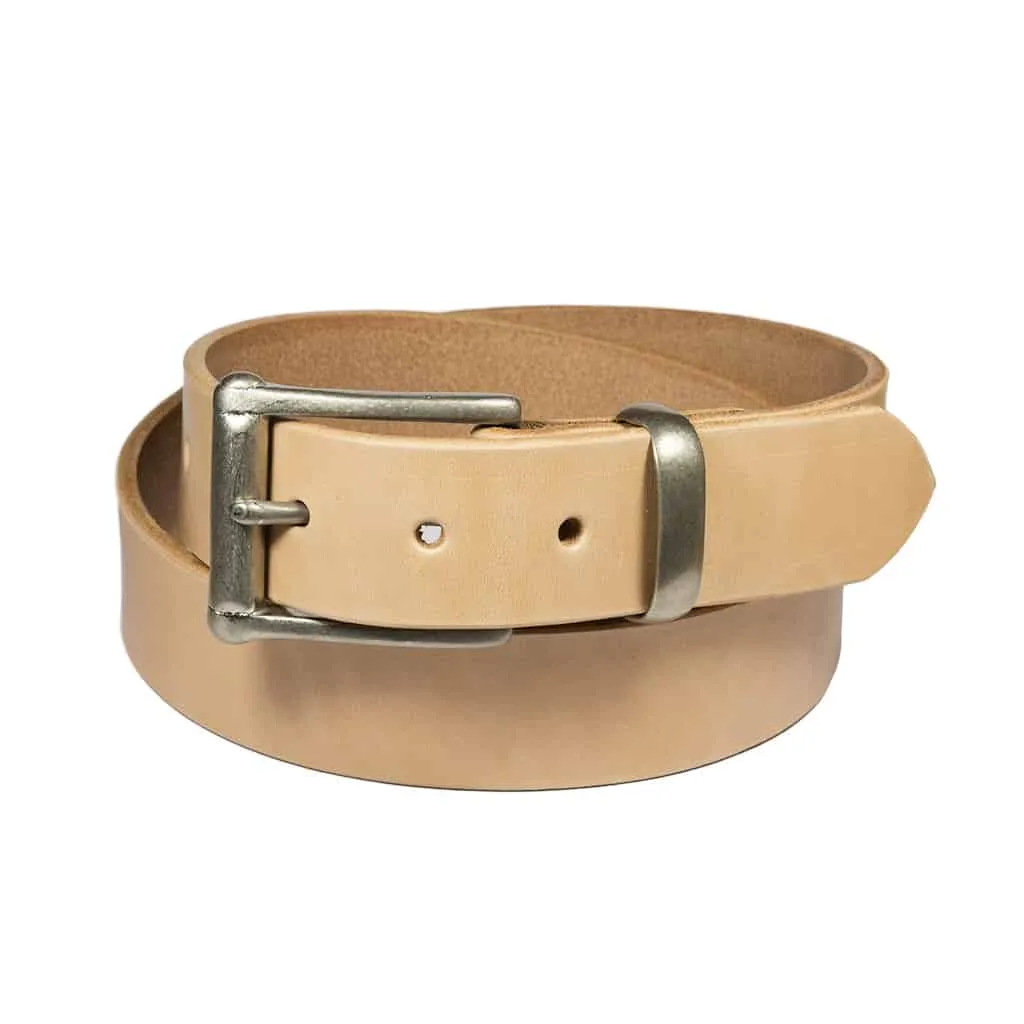 Barnes & Moore Garrison Belt - Natural/Nickel sold by Son of a Stag