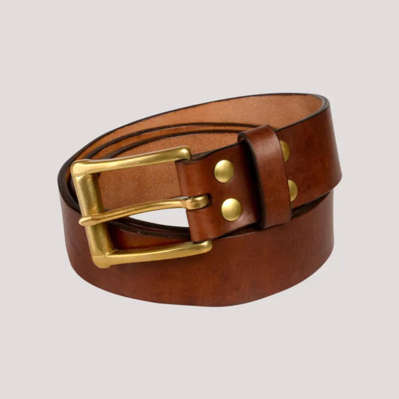 Barnes & Moore Garrison Belt - Oak Bark Dark/Brass sold by Son of a Stag