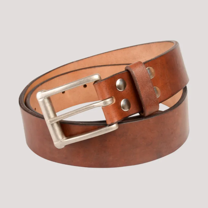 Barnes & Moore Garrison Belt - Oak Bark Dark/Nickel sold by Son of a Stag