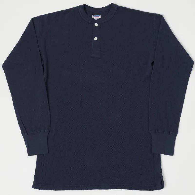 Dubbleworks Long Sleeve Thermal Henley - Navy sold by Son of a Stag