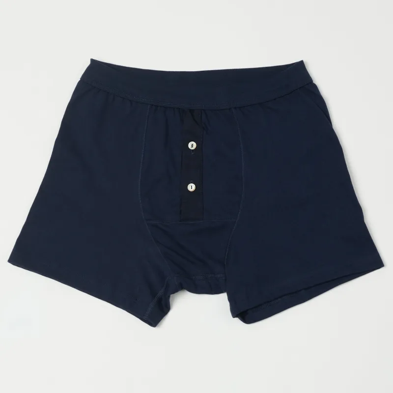 Merz b. Schwanen 255 Button Fly Boxer Brief - Ink Blue sold by Son of a Stag