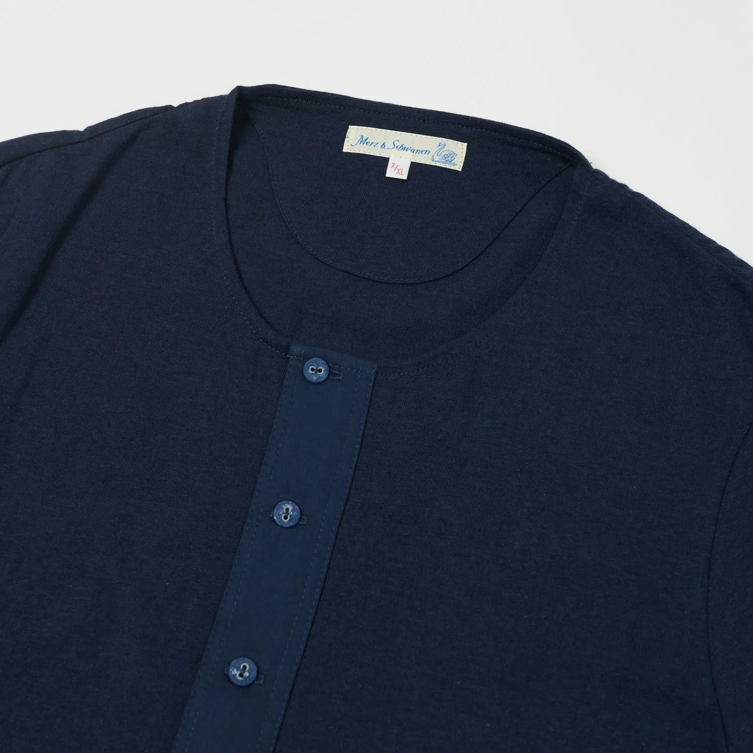 Merz b. Schwanen 102 Lightweight Long Sleeve Henley - Ink Blue sold by Son of a Stag product image thumbnail 2