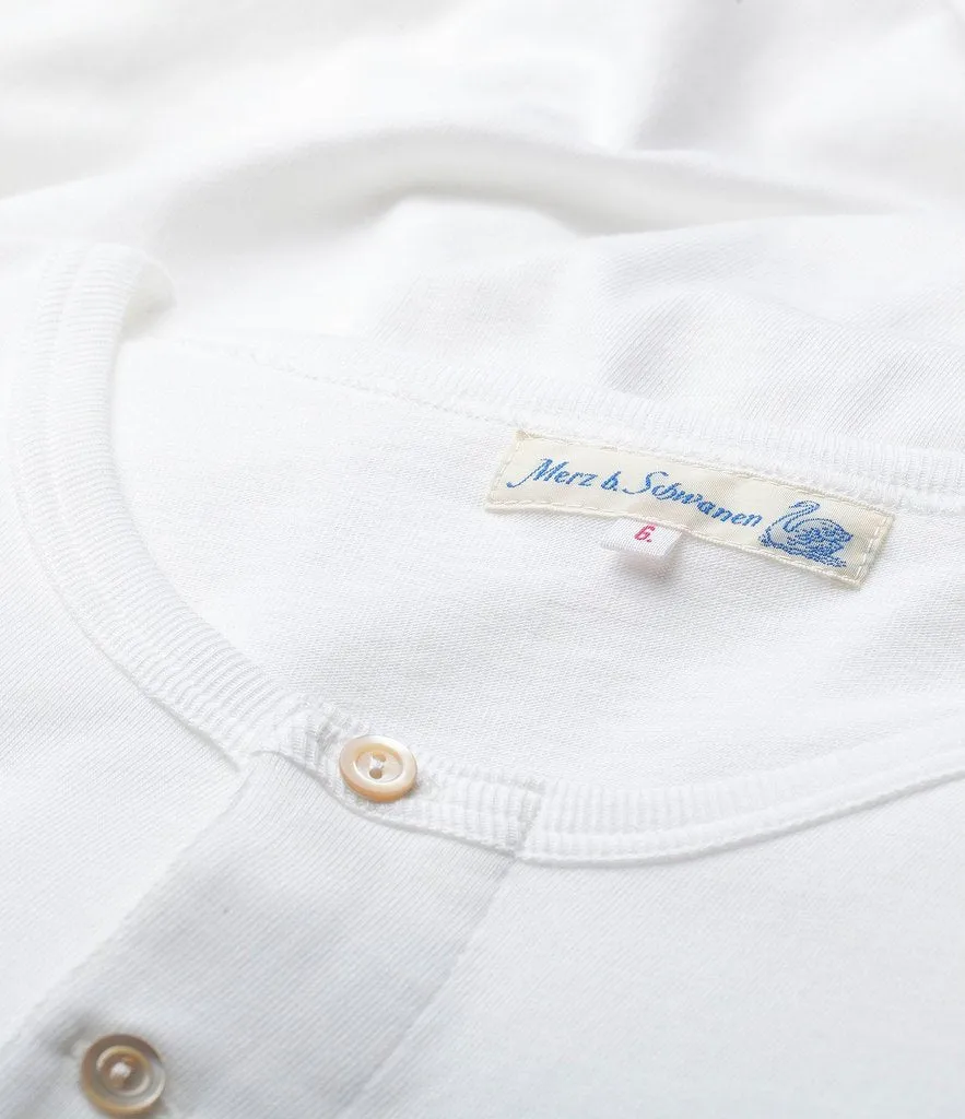 Merz b. Schwanen 207 Short Sleeve Henley - White sold by Son of a Stag product image thumbnail 2