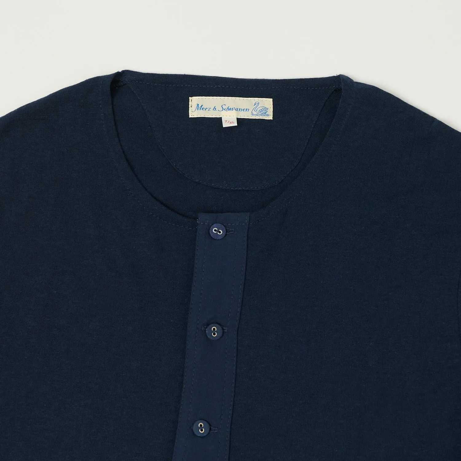 Merz b. Schwanen 103 Lightweight Short Sleeve Henley - Ink Blue sold by Son of a Stag product image thumbnail 2