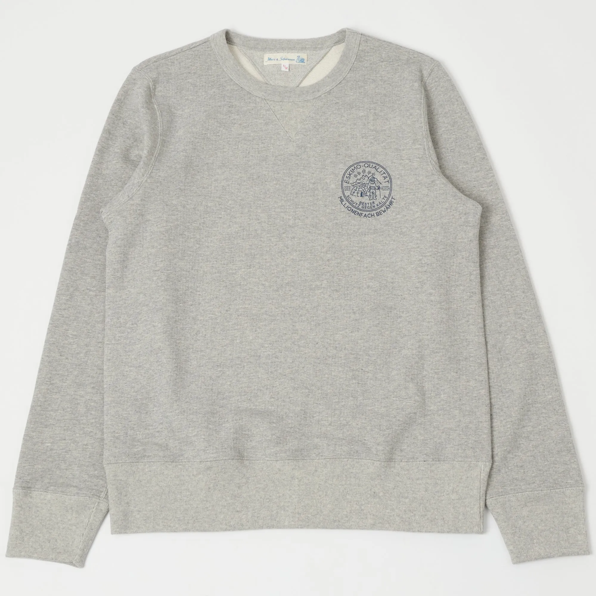 Merz b. Schwanen 344 Eskimo Print Sweatshirt - Grey Melange sold by Son of a Stag