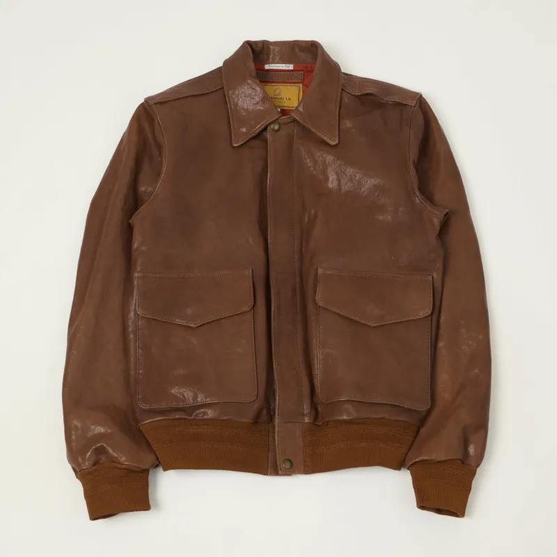 Shangri-La Heritage 'Don Gentile' Leather A-2 Flight Jacket - Seal Brown sold by Son of a Stag
