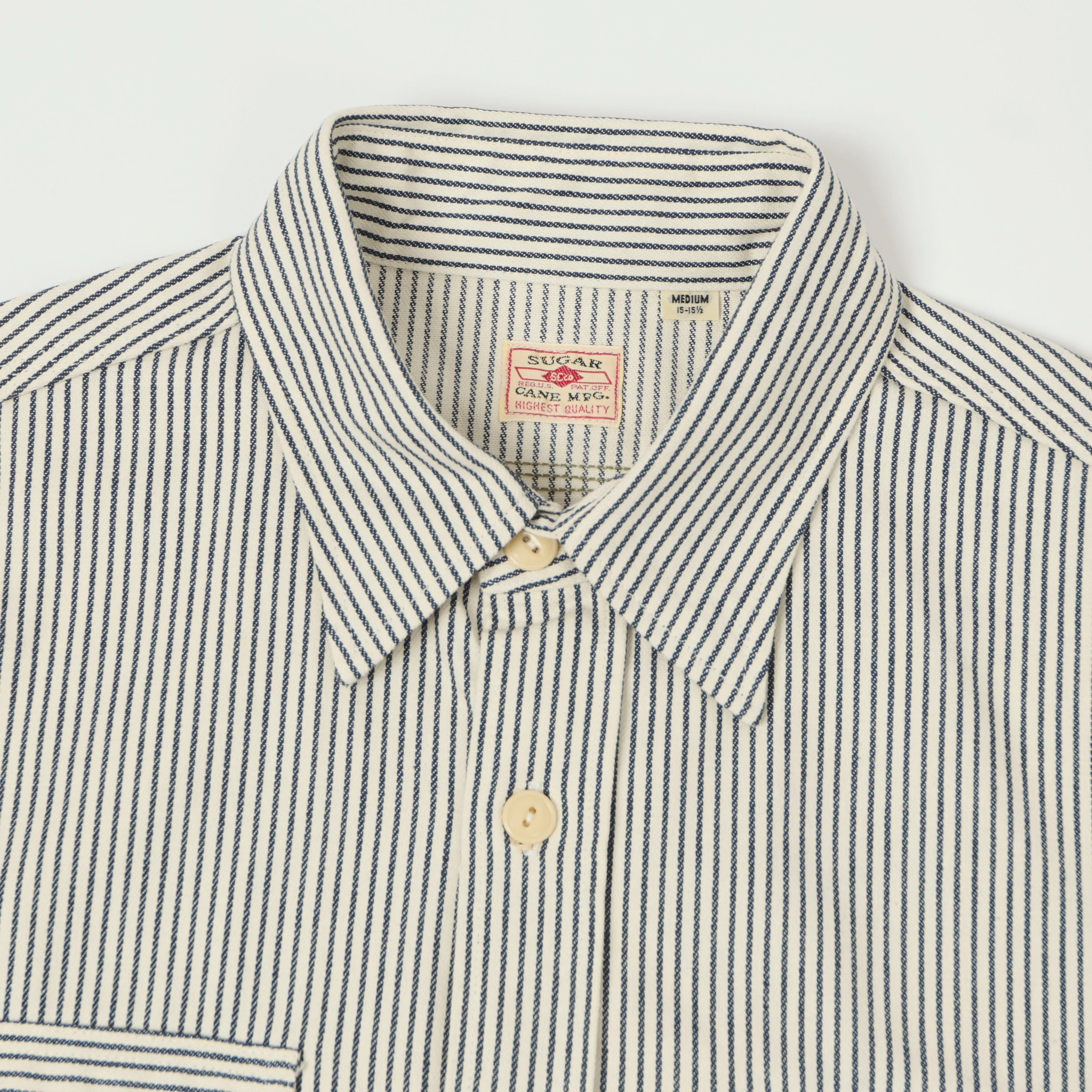 Sugar Cane Hickory Stripe Work Shirt - Grey sold by Son of a Stag product image thumbnail 2
