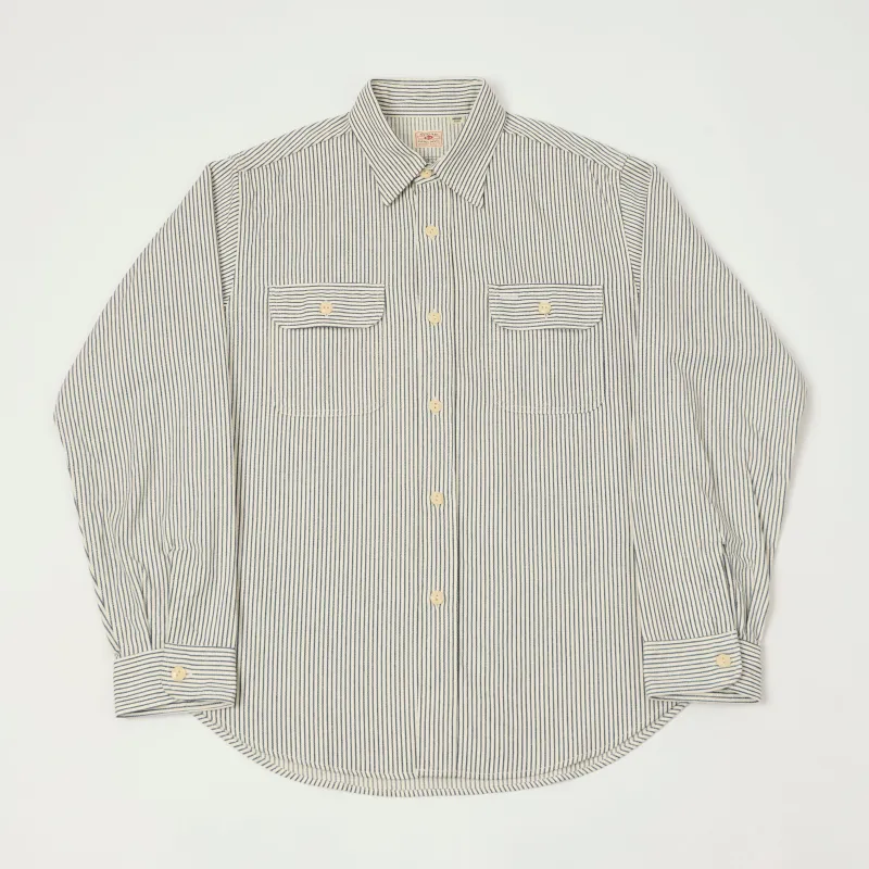 Sugar Cane Hickory Stripe Work Shirt - Grey sold by Son of a Stag