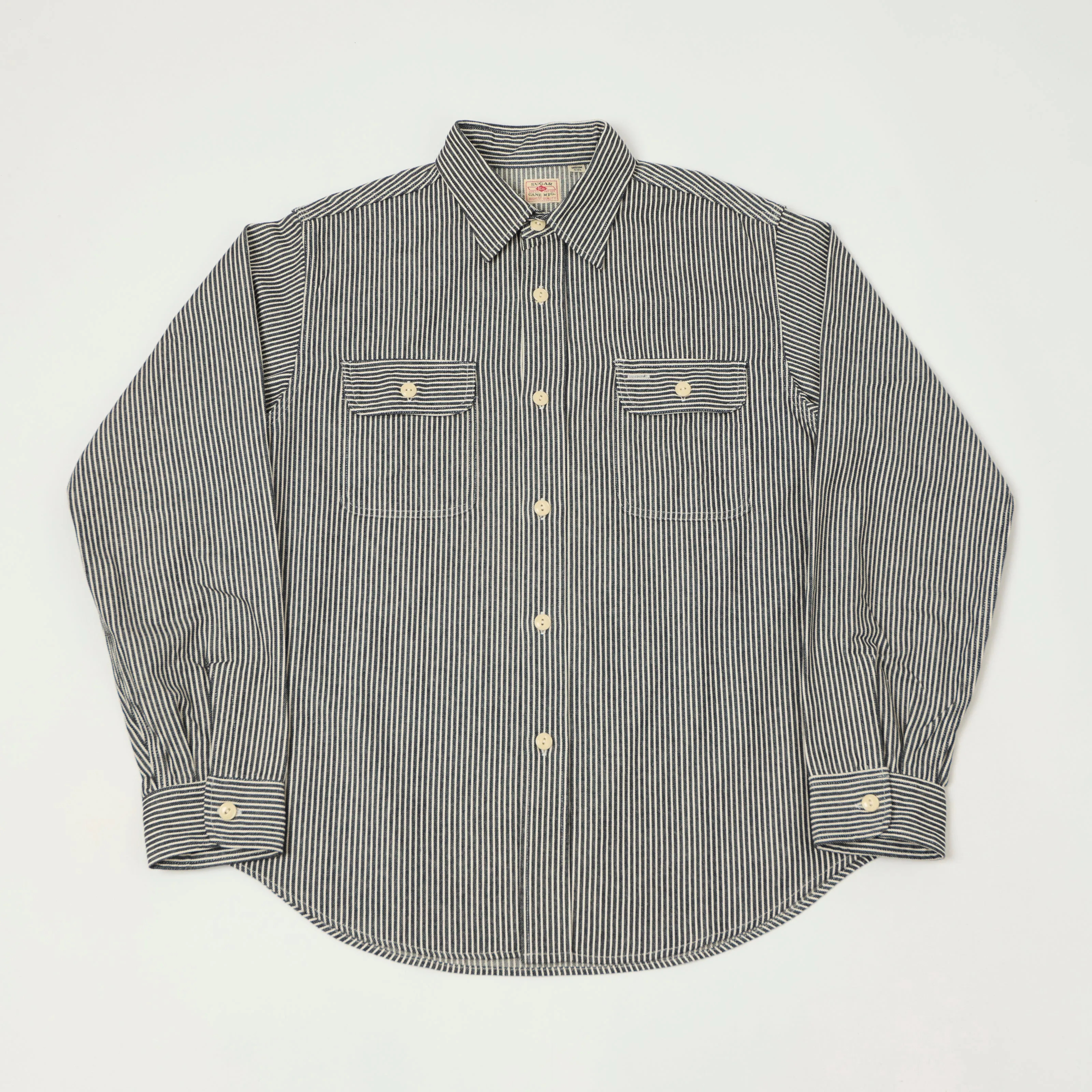 Sugar Cane Hickory Stripe Work Shirt - Black sold by Son of a Stag