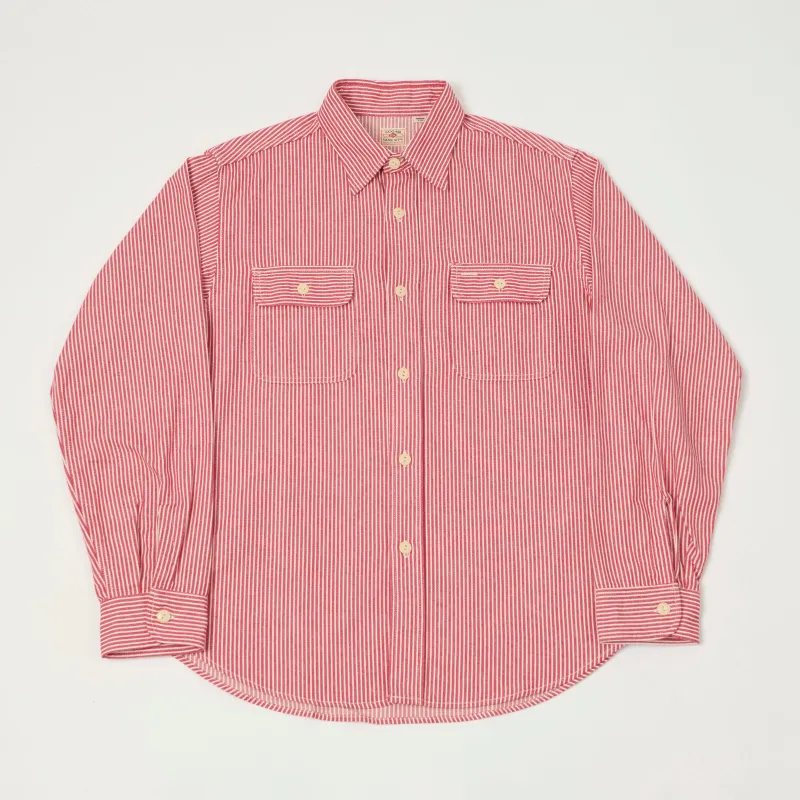 Sugar Cane Hickory Stripe Work Shirt - Red sold by Son of a Stag
