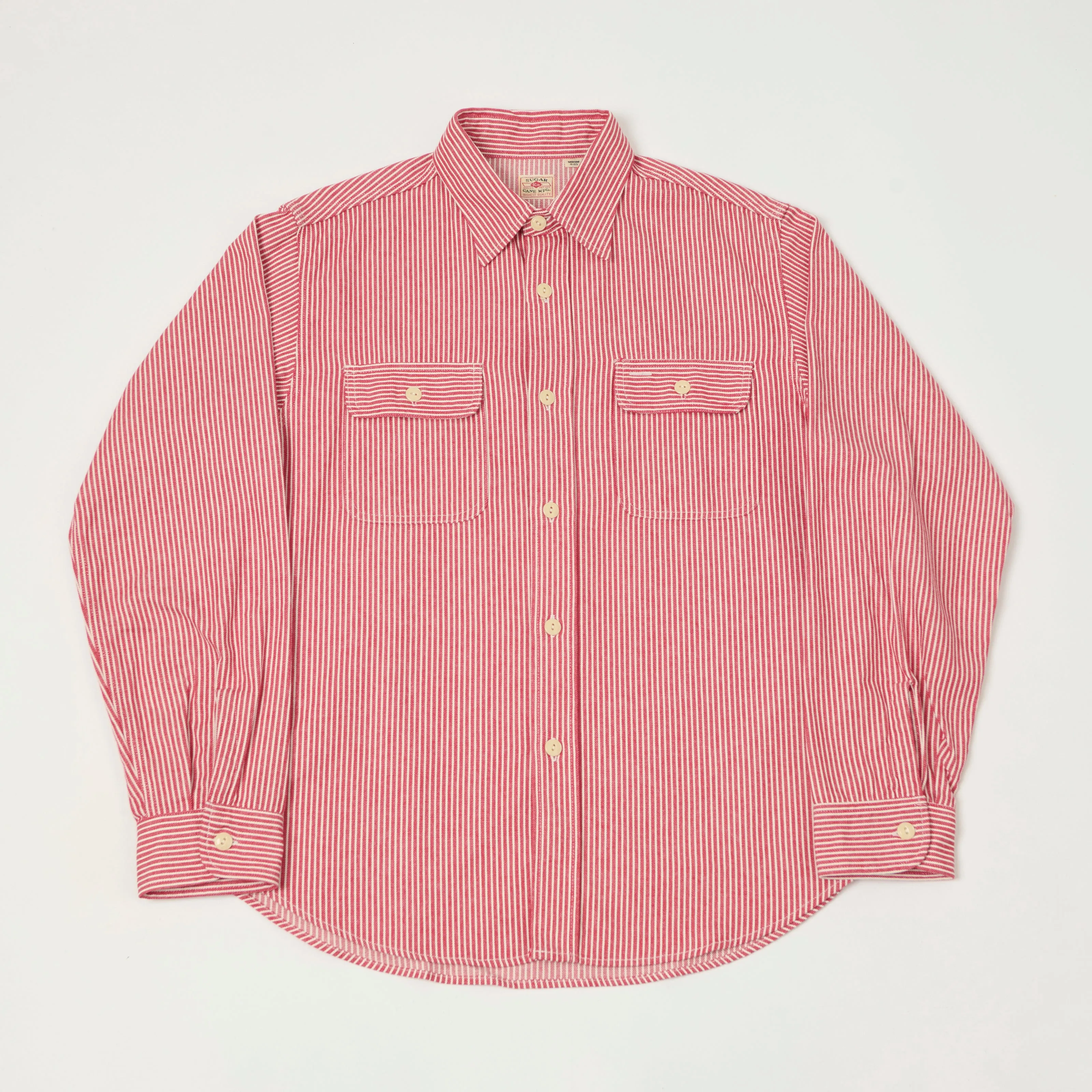 Sugar Cane Hickory Stripe Work Shirt - Red sold by Son of a Stag