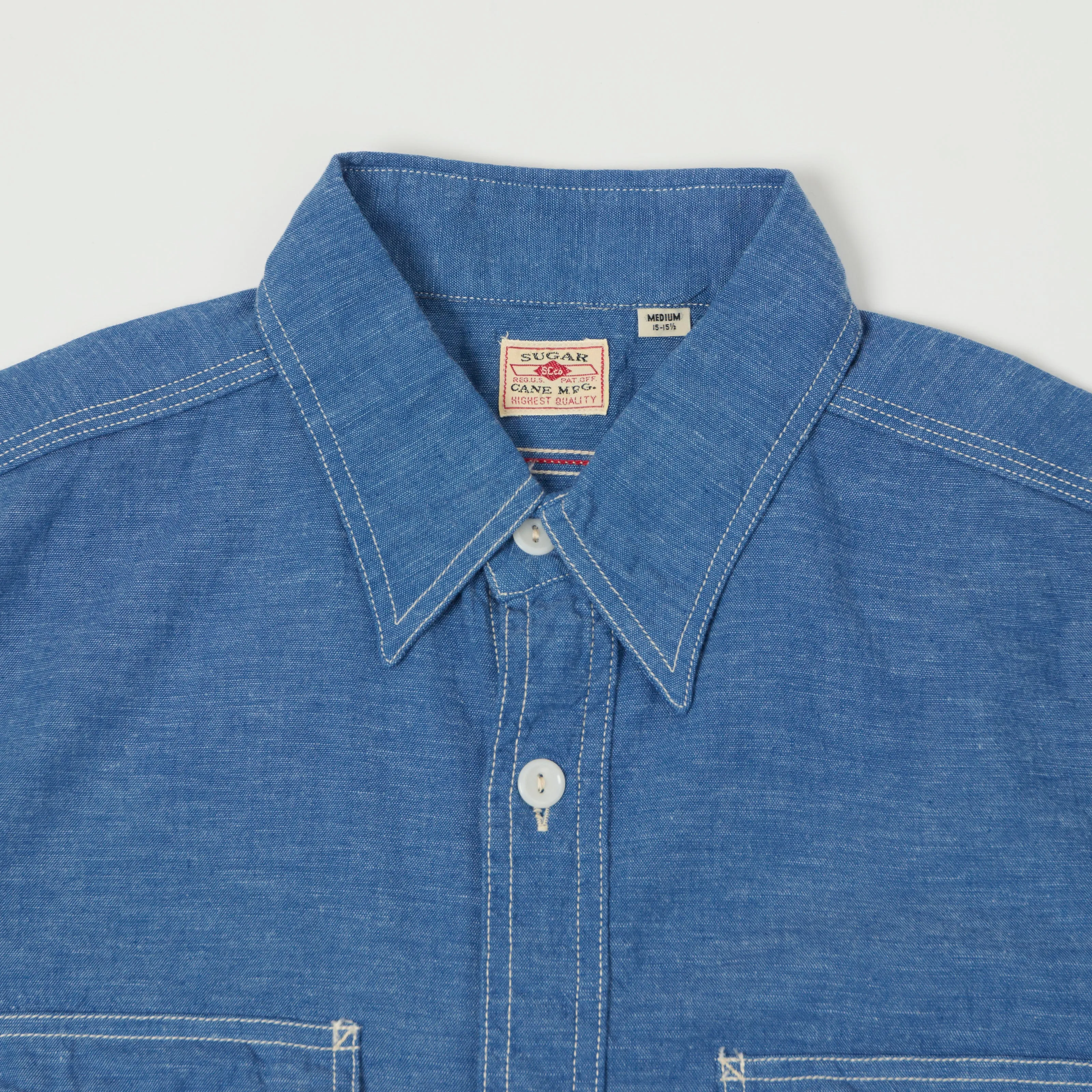 Sugar Cane 'Beta' Chambray Work Shirt - Indigo sold by Son of a Stag product image thumbnail 2