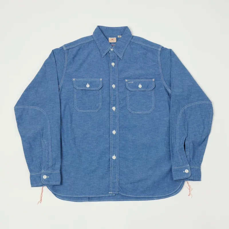 Sugar Cane 'Beta' Chambray Work Shirt - Indigo sold by Son of a Stag
