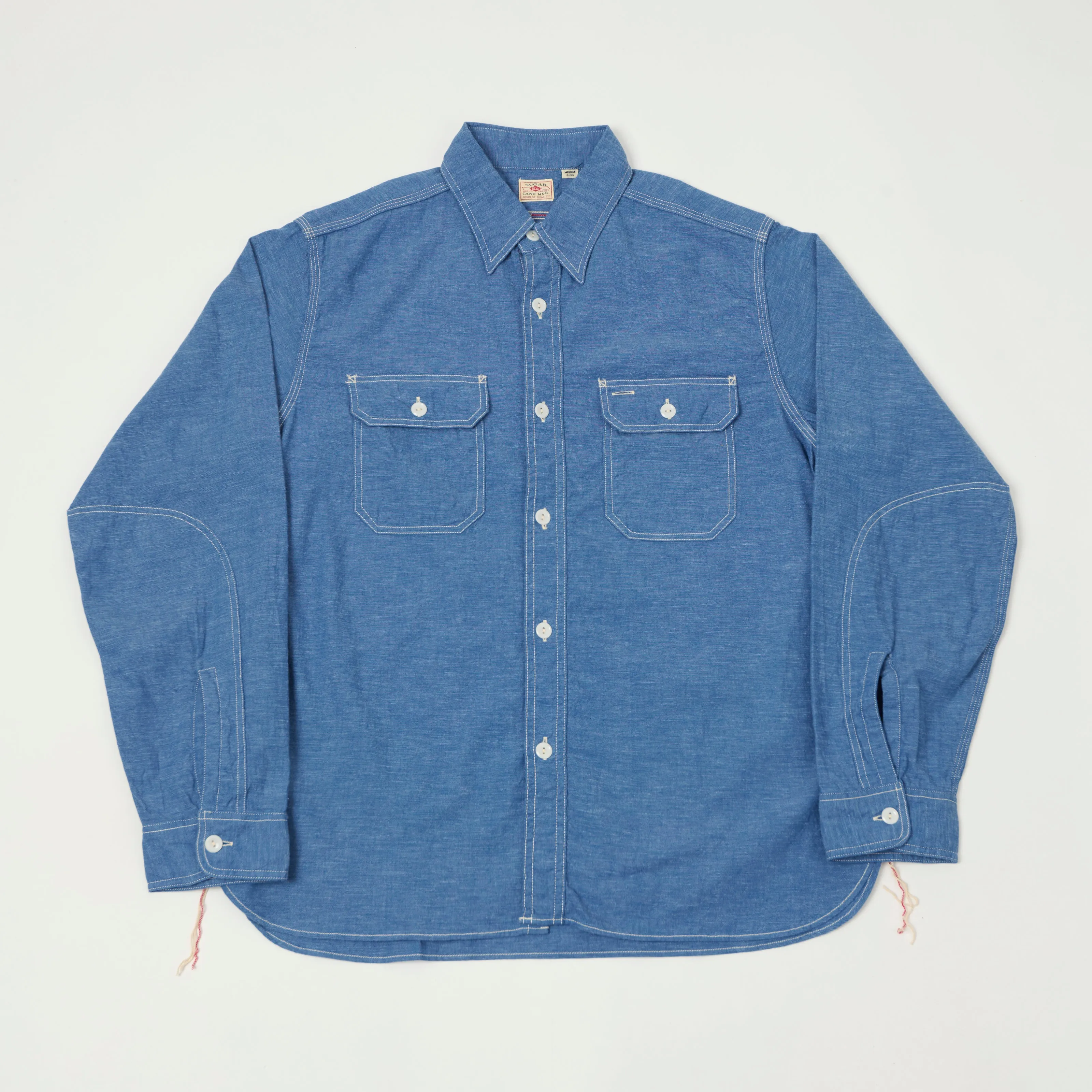 Sugar Cane 'Beta' Chambray Work Shirt - Indigo sold by Son of a Stag