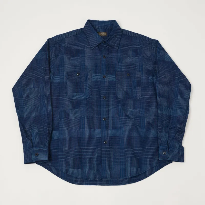 Sugar Cane Multi Check 'Patchwork' Shirt - Dark Indigo sold by Son of a Stag