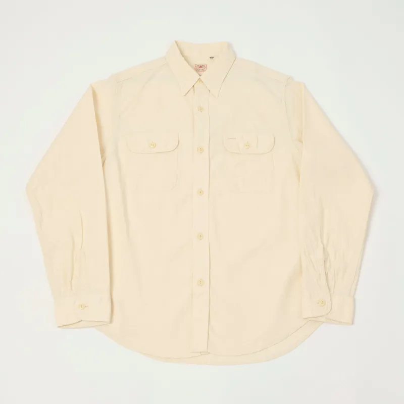 Sugar Cane Chambray Work Shirt - White sold by Son of a Stag