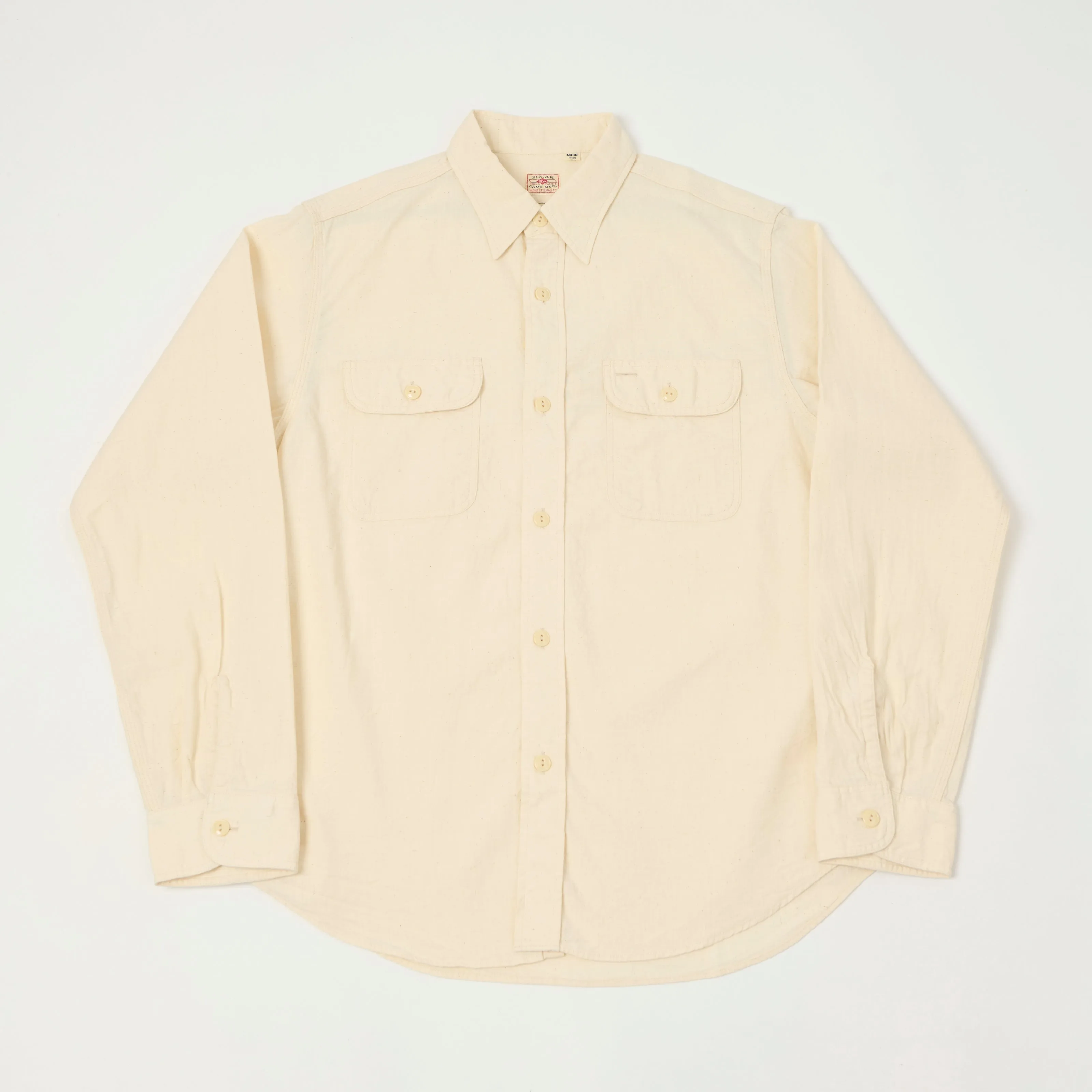 Sugar Cane Chambray Work Shirt - White sold by Son of a Stag