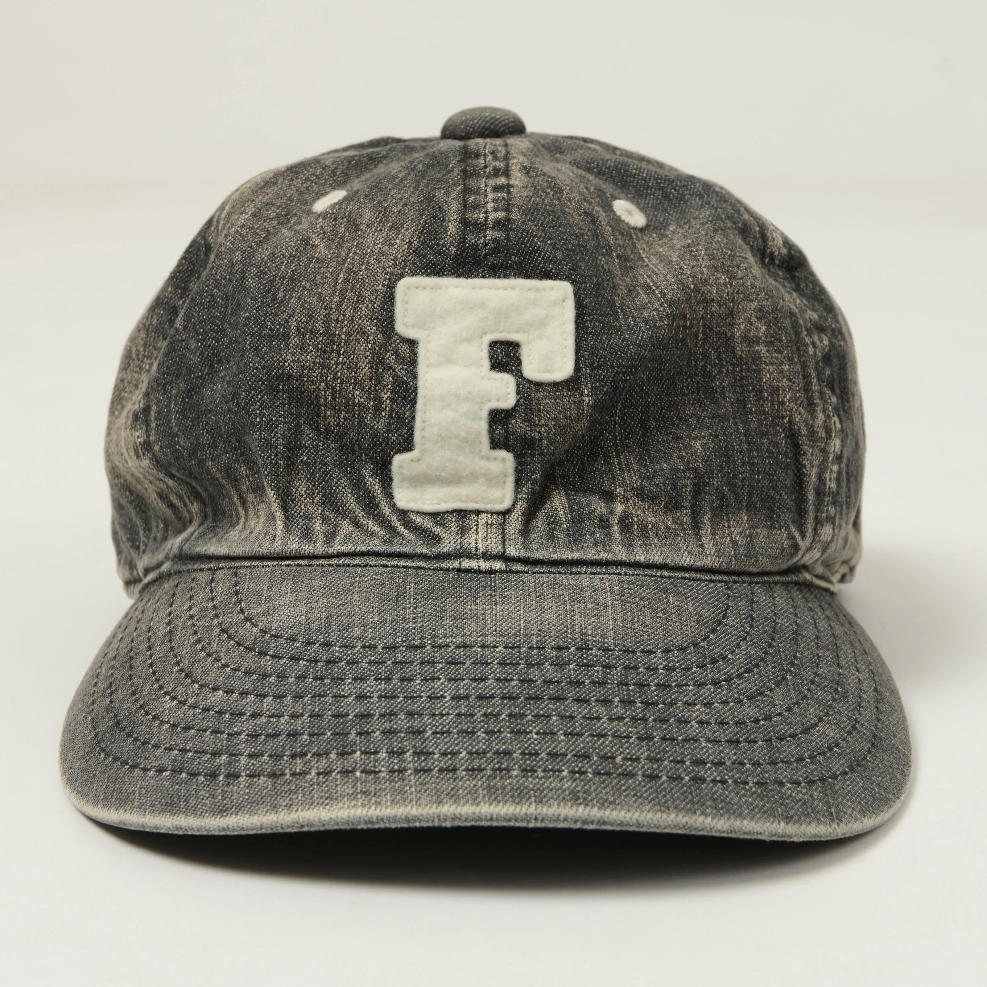 FULLCOUNT 6843 Six Panel Denim Baseball Cap 'F' Patch - Black Vintage Wash sold by Son of a Stag product image thumbnail 2