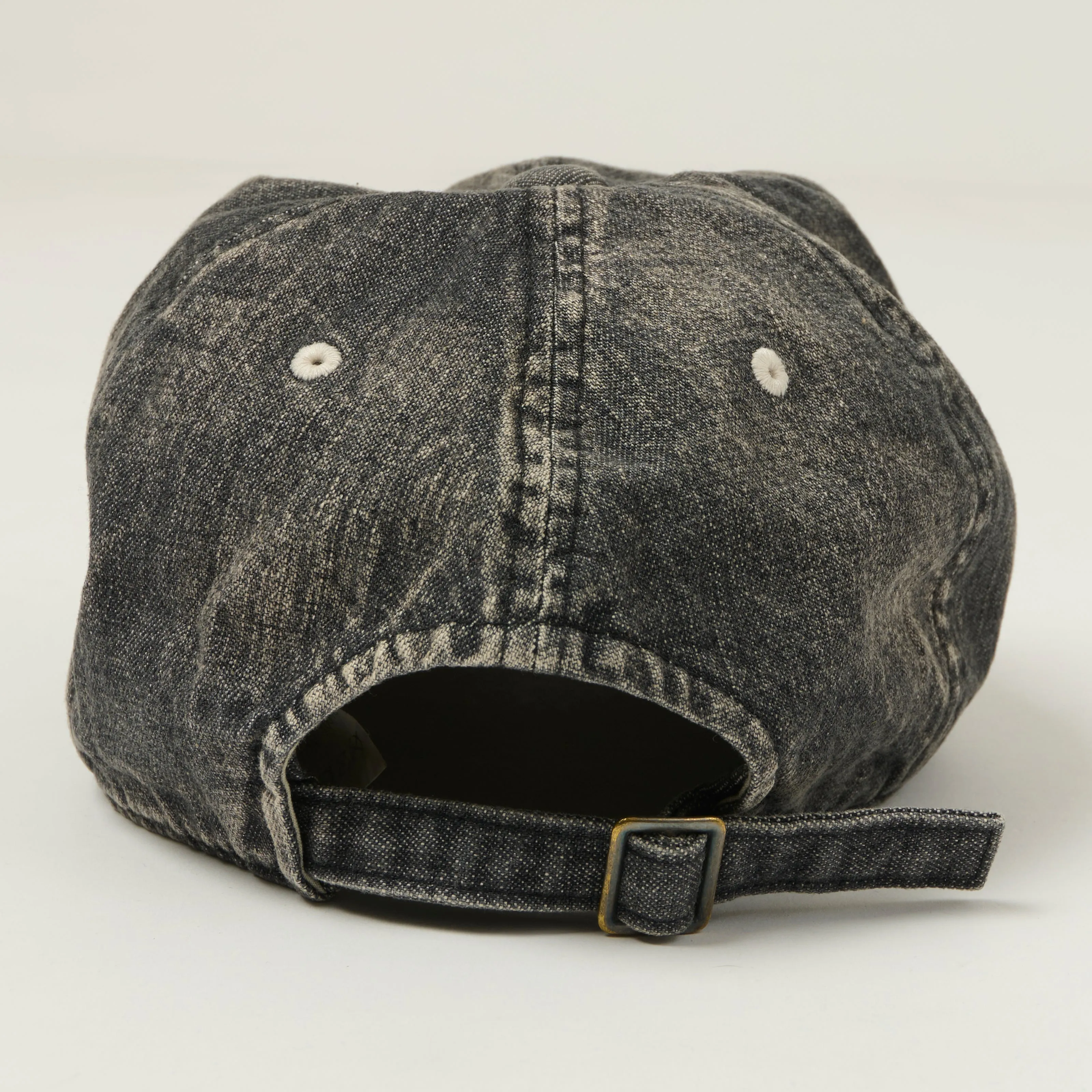 FULLCOUNT 6843 Six Panel Denim Baseball Cap 'F' Patch - Black Vintage Wash sold by Son of a Stag product image thumbnail 3