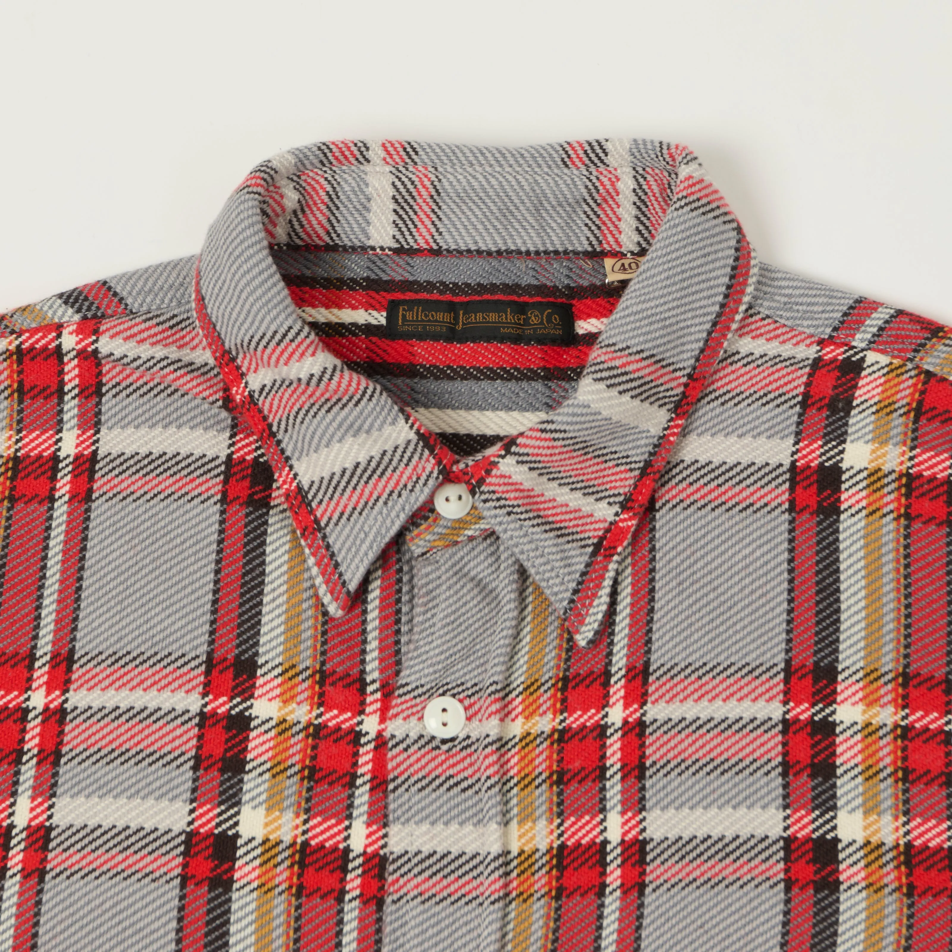 FULLCOUNT 4094 Plaid Flannel Work Shirt - Grey/Red sold by Son of a Stag product image thumbnail 2